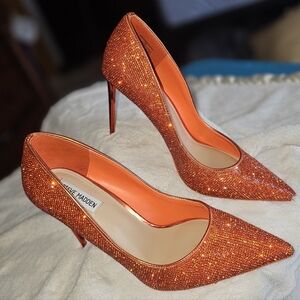Steve Madden Orange Sparkle Pointed Stiletto Pumps